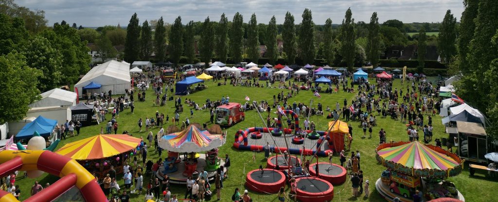 Burghfield May Fayre from above.